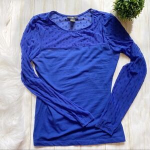 H&M Purple Polka Dot Sheer Sleeves Long TShirt